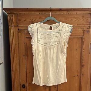 LOFT embroidered lace top